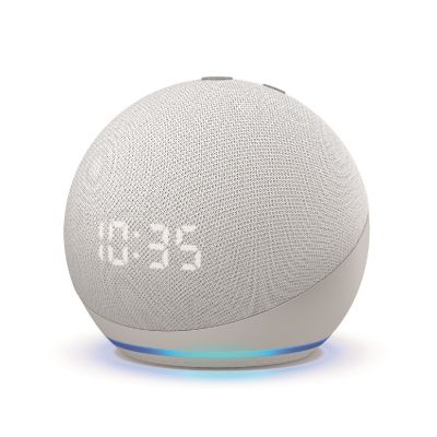 Parlante inteligente ECHO DOT 4ta Gen con reloj y Alexa, blanca