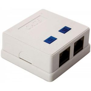 Toma de sobreponer doble RJ45 para Categoría 6, color blanco