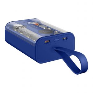 Power Bank de 10,000 mAh PD 22 W / QC 22 W con 1 salida USB C, 1 salida USB QC, 1 salida USB y linterna LED color azul